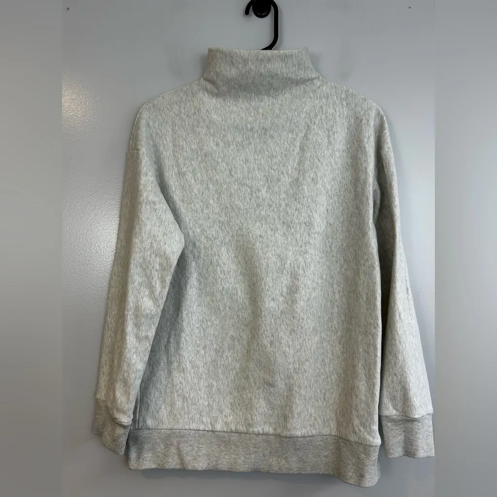 Theory Renika Mock Neck Heathered White/Grey Sweatshirt Size Tall Petite - Image 2