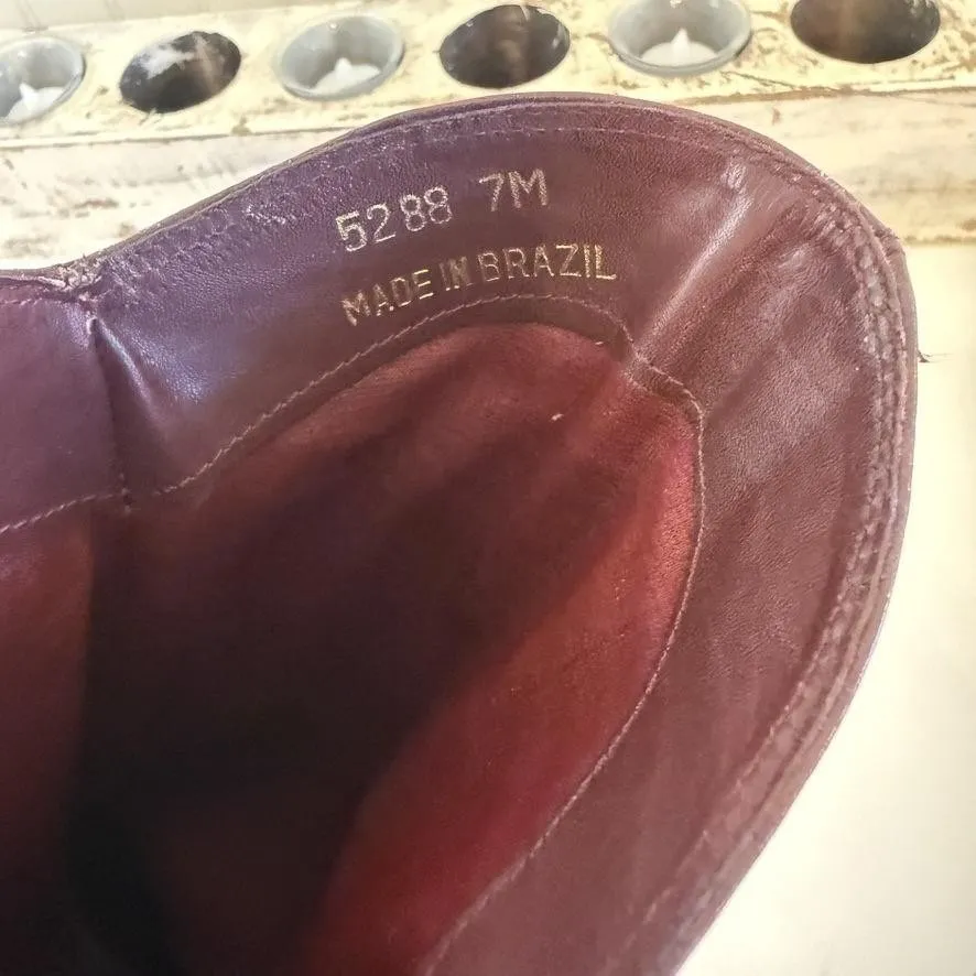 Etienne Aigner Leather Oxblood Boots Womens Size 7 Heeled Feminine Work Office - Image 6