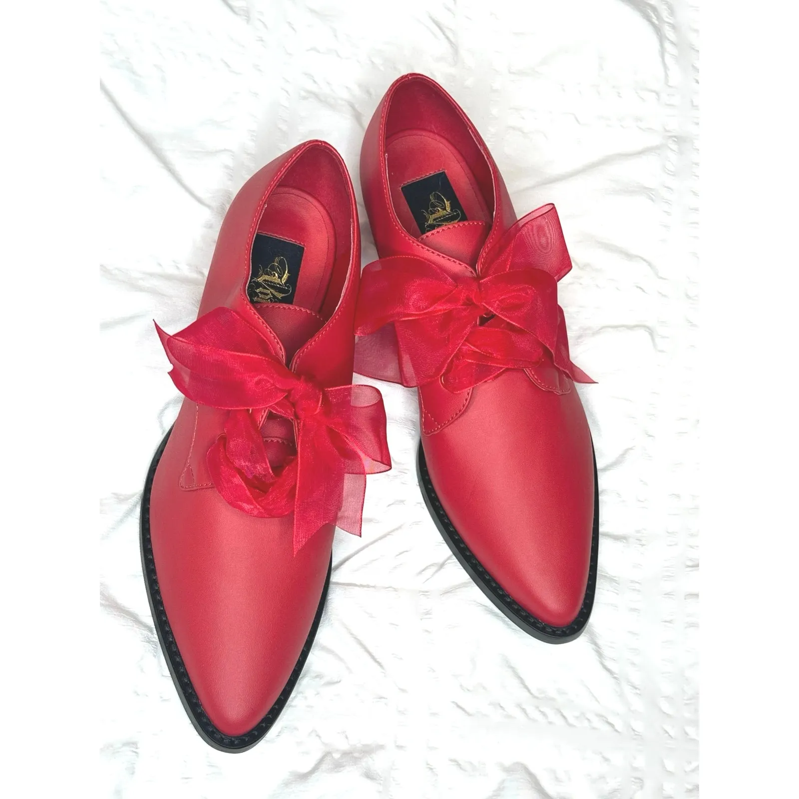 Kat Von D Shoes The Coven II Vegan red Leather pointed kitten heels Size 8 NWOT - Image 4