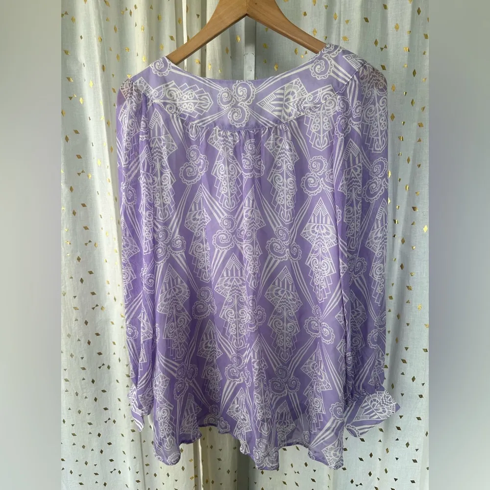 Vintage Bob Mackie Wearable Art Deco Lagenlook 100% Silk Flowy Blouse Top M - Image 6