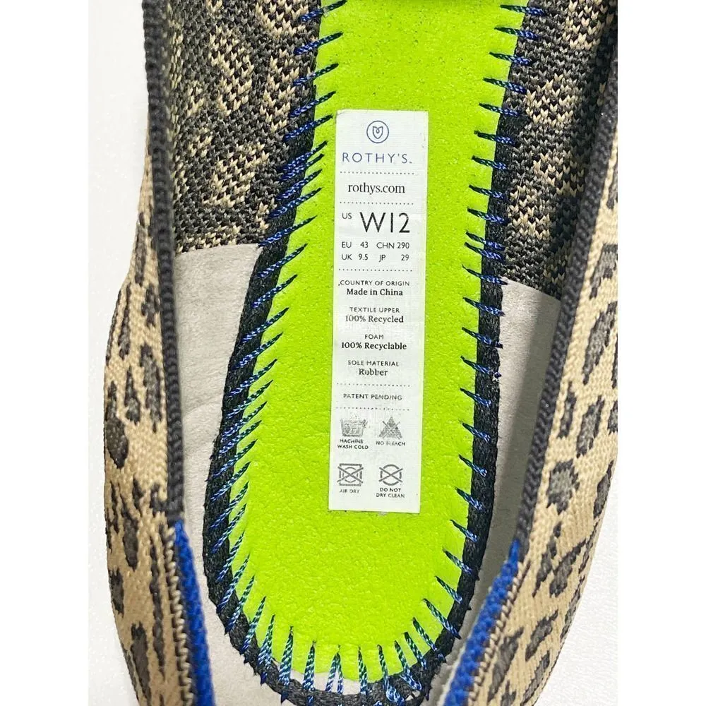 Rothys Spotted Leopard Print Loafers Slip On Round Toe Animal Print Tan Black 12 - Image 3