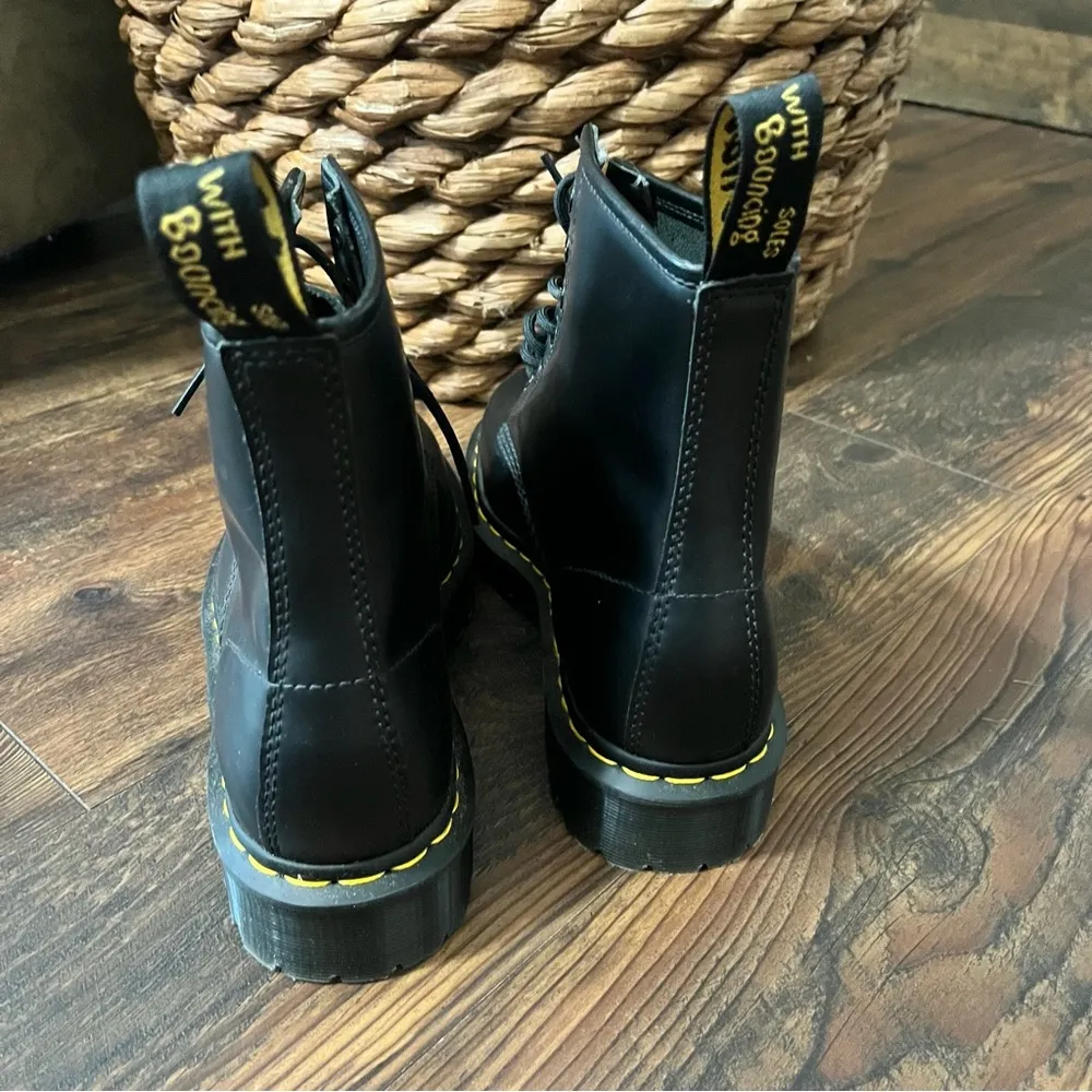 Dr.Martens 8-Hole Boots 1460 Black Leather 28cm UK9 Yellow Stitch NEW - Image 3