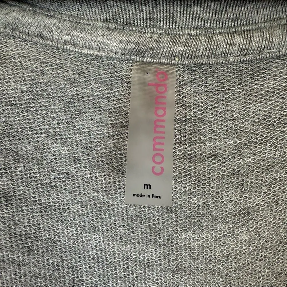 Commando Modern Lounge Size Medium Gray Hooded Belt Thumb Holes Cardigan Robe - Image 5