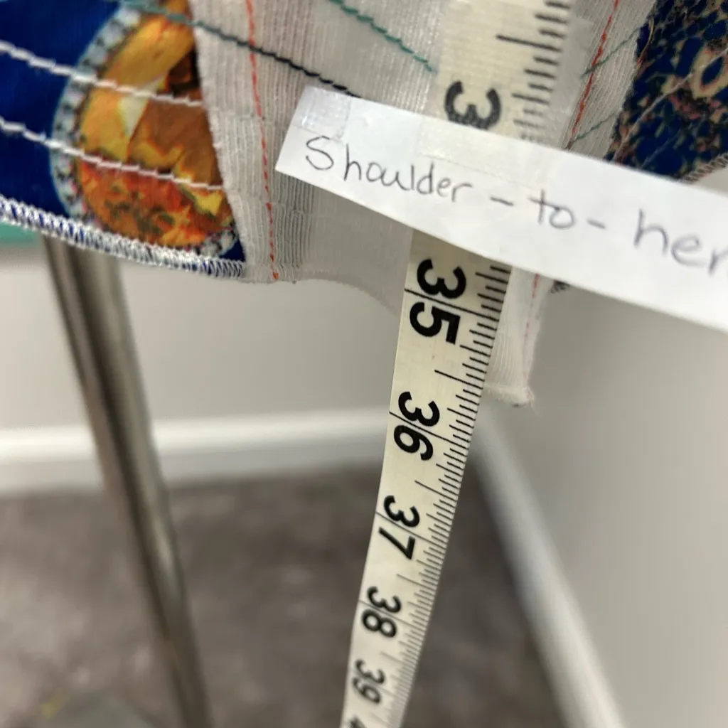 Colorful Patchwork Dress with Crochet Lace Sleeves White Size M - Image 6