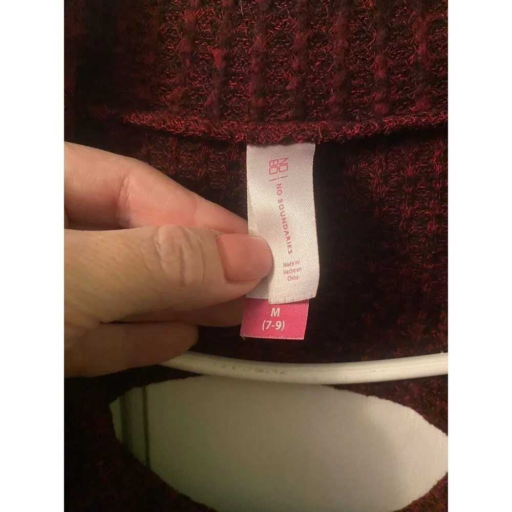 Red black cowl neck sweater with open back NoBo size medium - Image 3