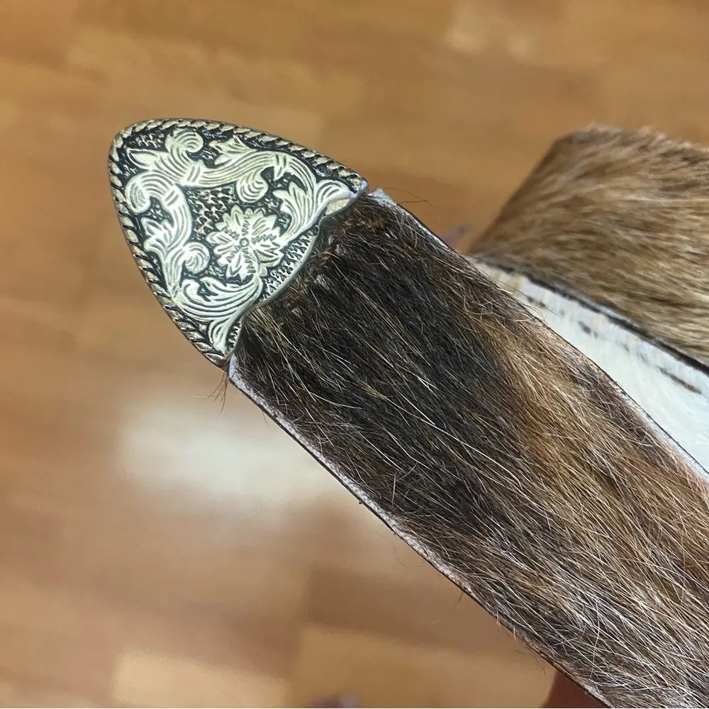 None Handmade Fur Stars Red Stone Coastal Cowgirl Western Granola Belt 35.5” - Image 3