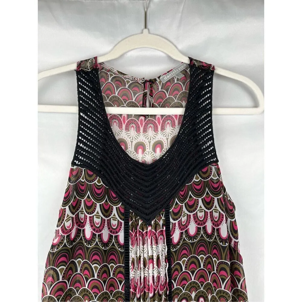 Daniel Rainn Sleeveless Crochet Neck Tie Waist Tank Small - Image 2