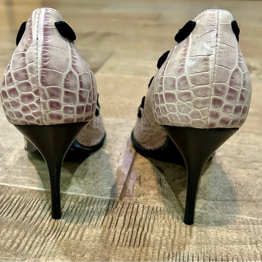 Medici Women’s Animal Print Ribbon Detail Pump Heels Tan Size 40 EUC - Image 3