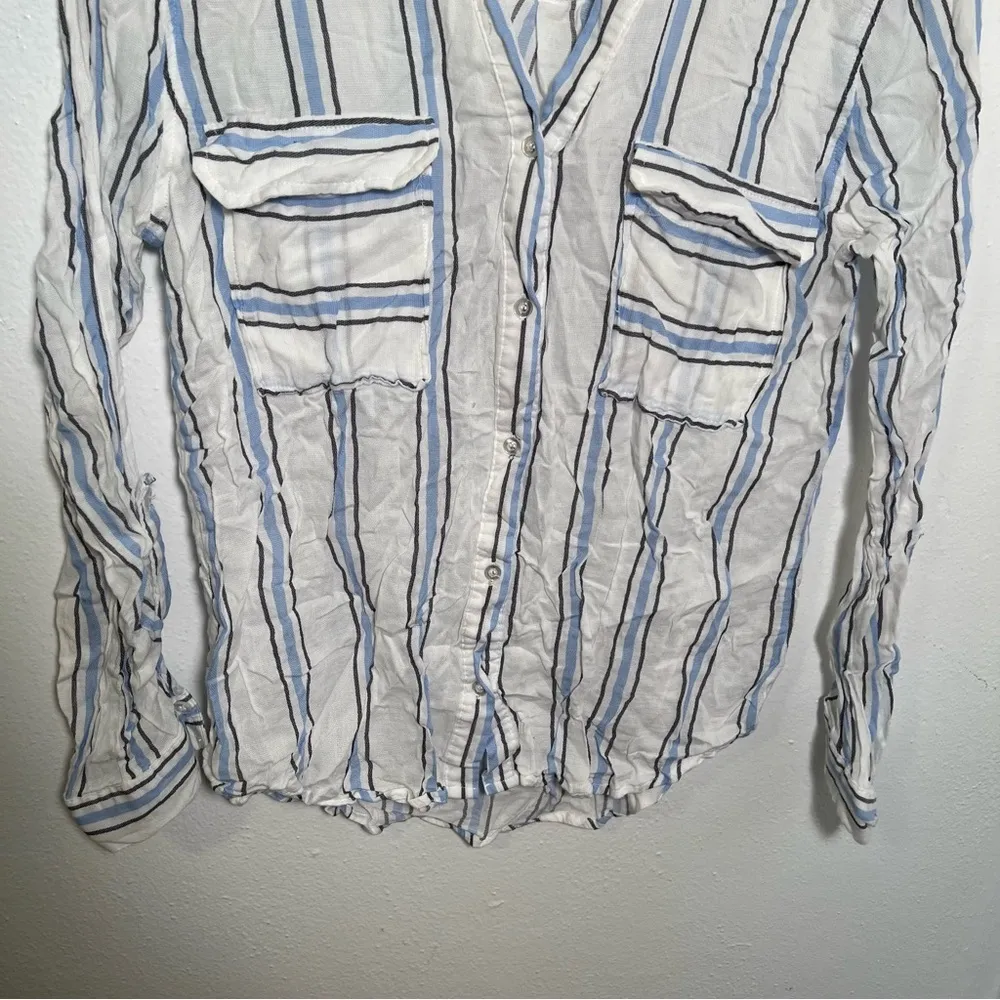 Sweet Wanderer Button Down Blouse White Stripes - Image 4