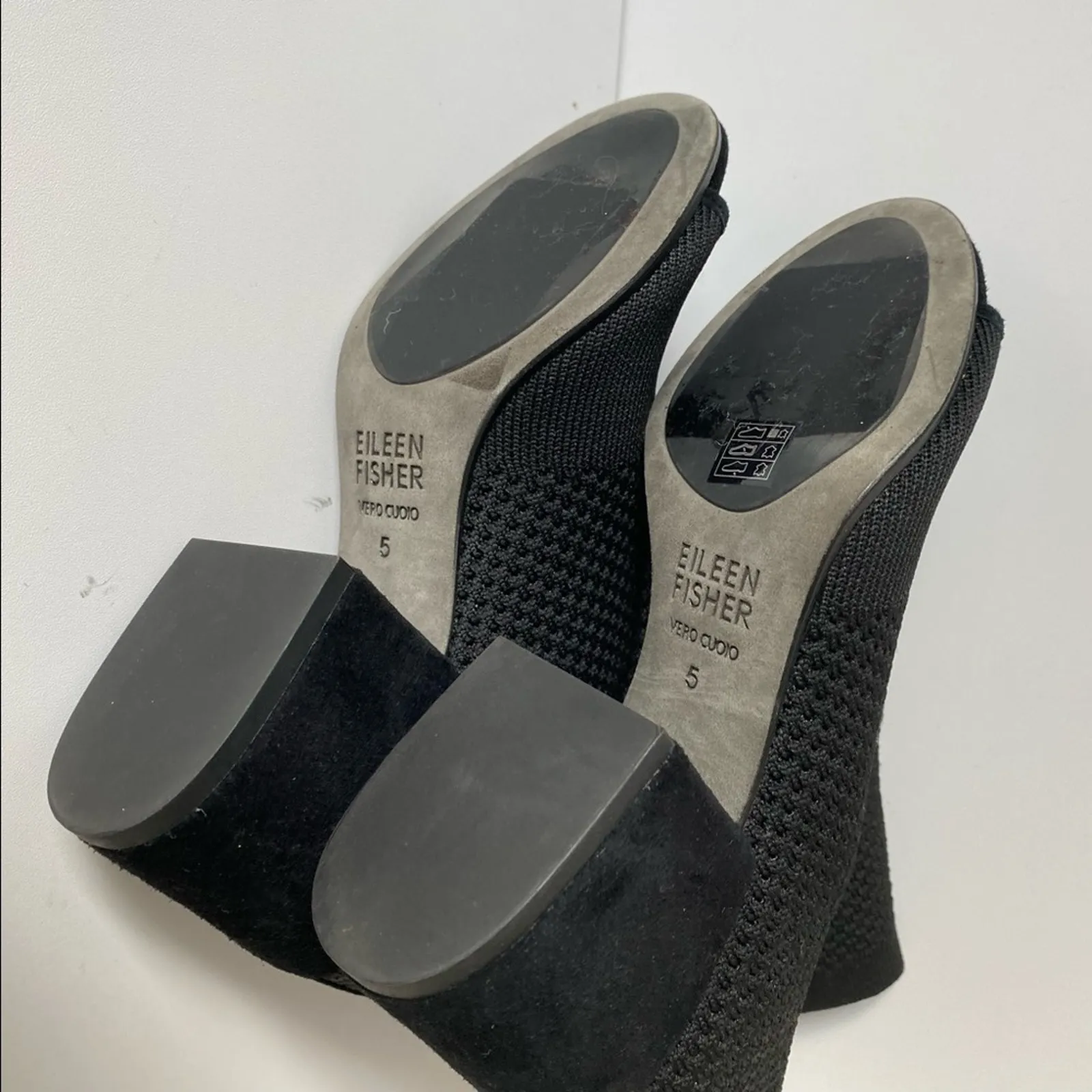 Eileen Fisher Black Croft Stretch Knit Open Toe Booties size 5 - Image 8