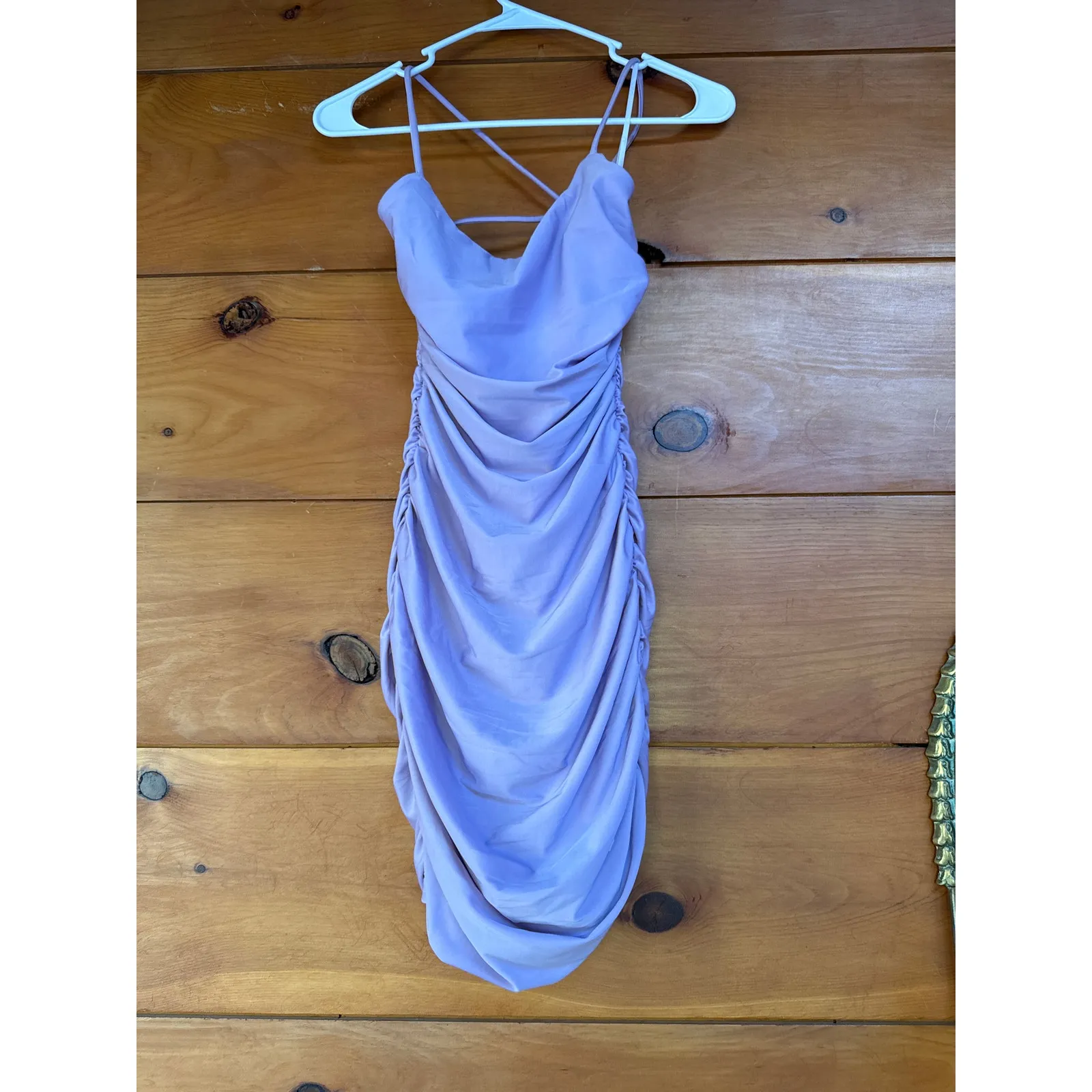 Lulus Confident Allure Lavender Ruched Lace-Up Bodycon Mini Dress Party Sz XS - Image 5