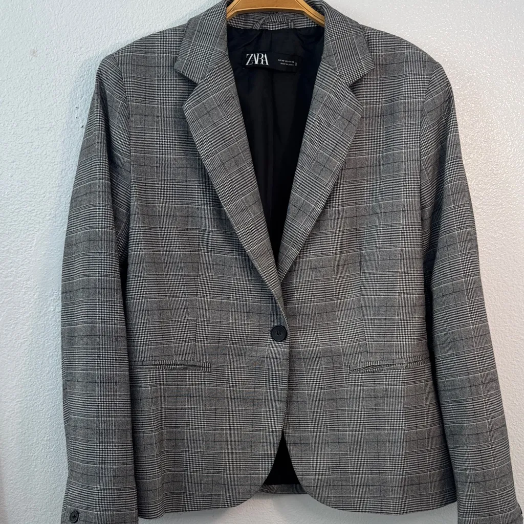 Zara Women’s blazer check plaid pattern - Image 2