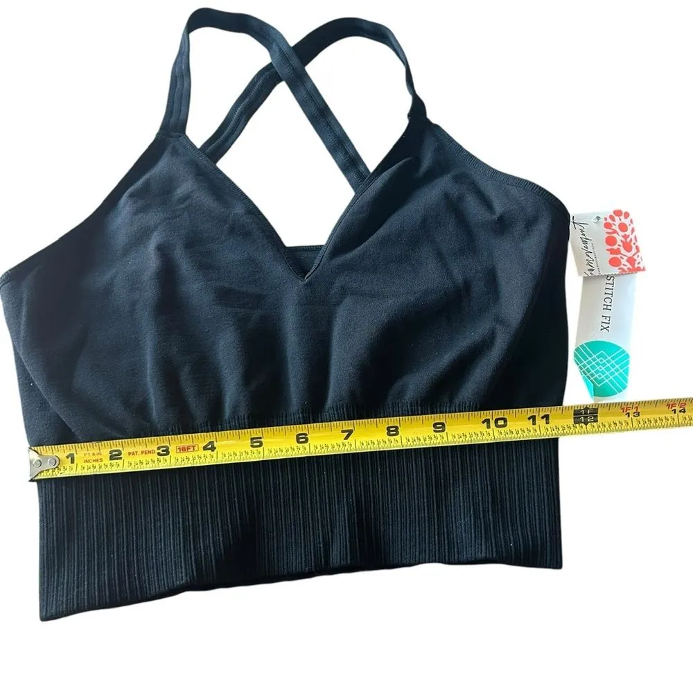 Free People Movement Women’s M/L Good Karma Racerback‎ Crop Top Black Yoga New - Image 9