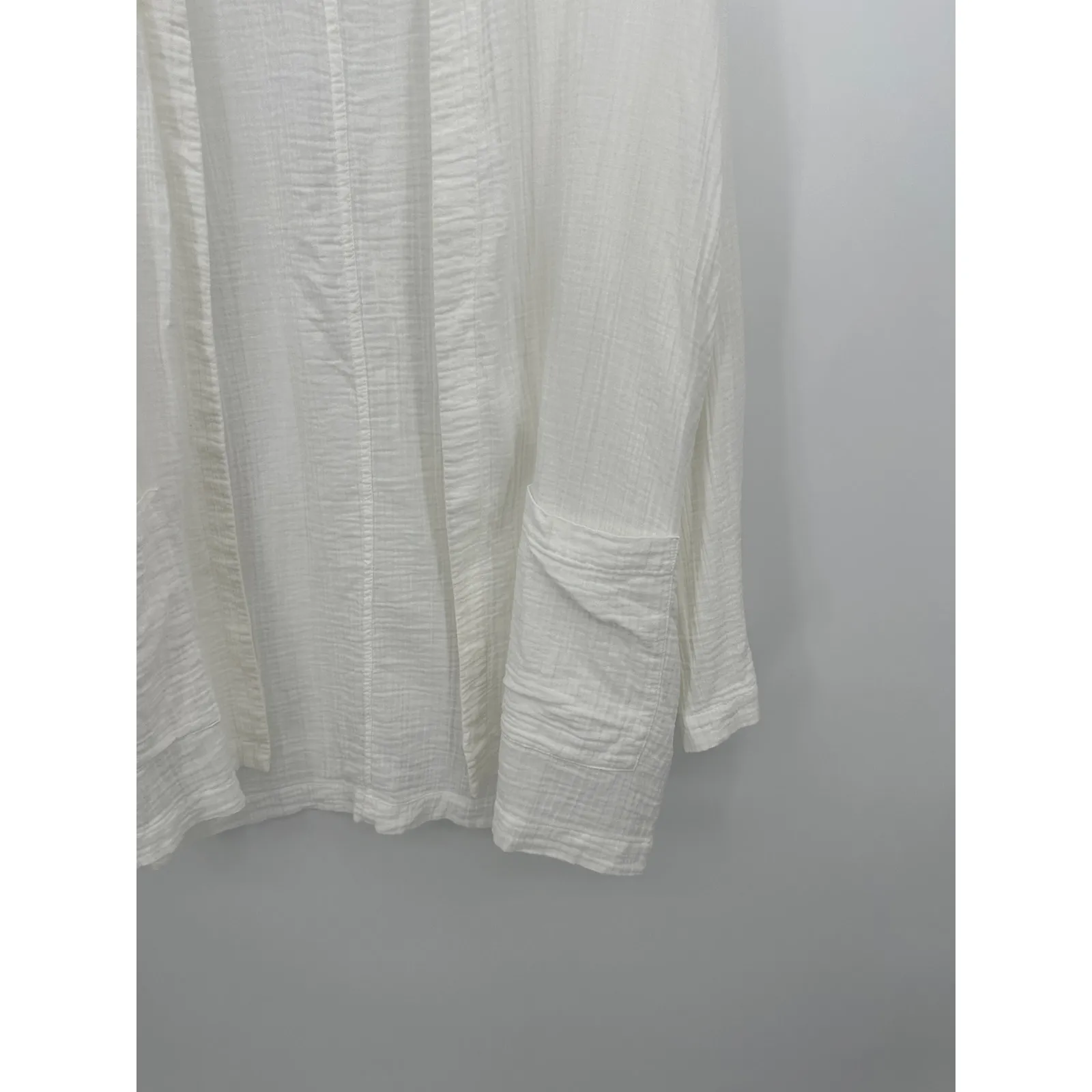 Eileen Fisher Womens White Gauze Open Front Cardigan Size XS Organic Cotton - Image 3