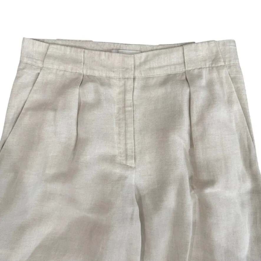 Club Monaco Wide Leg Linen Blend Trouser in Beige, Size US 6 - Image 5