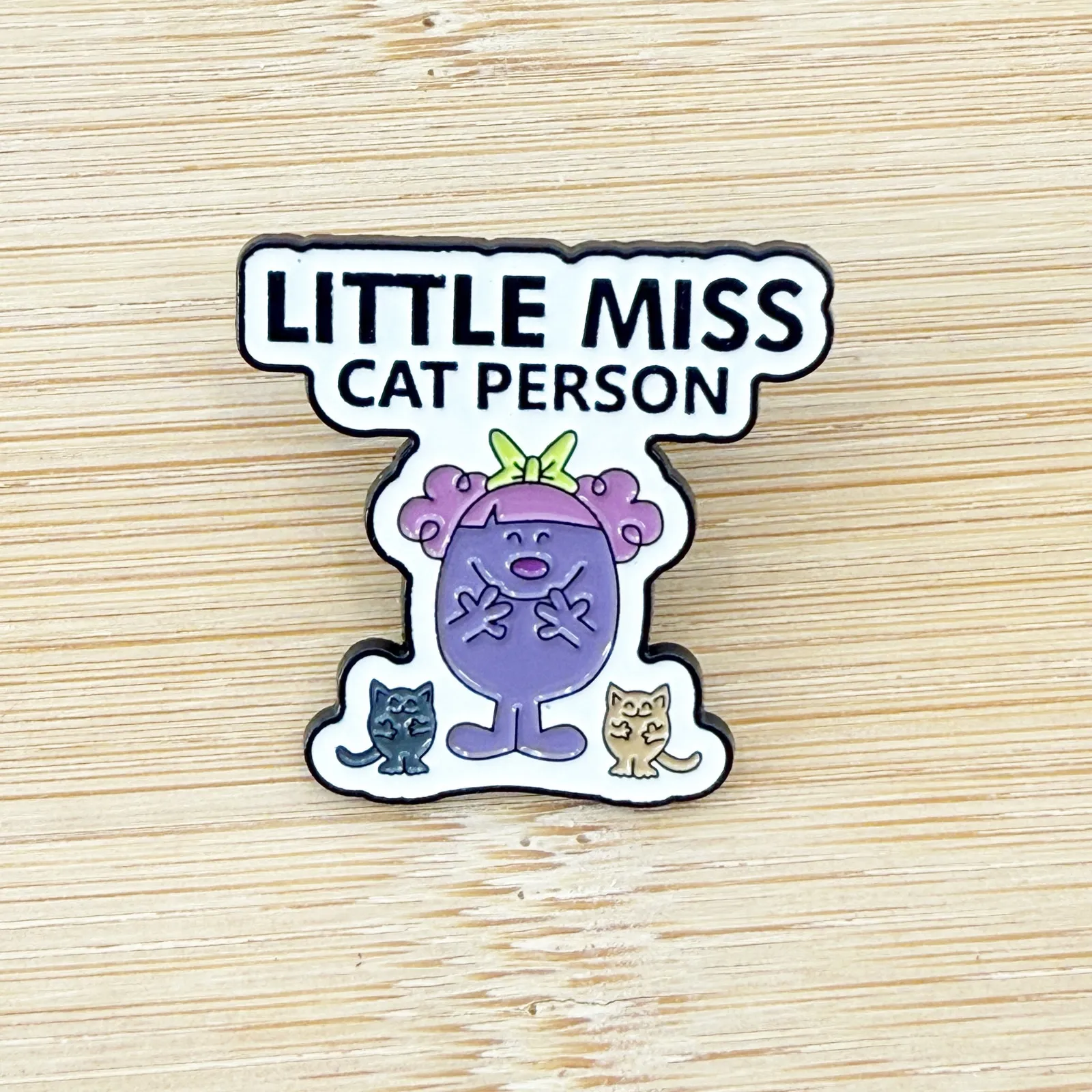 Little Miss Cat Person Soft Enamel Pin, Cat Lover Pin Purple - Image 2