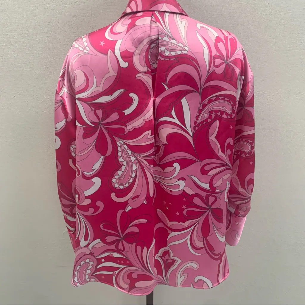 House of Harlow 1960 Pink Swirl Button Down Shirt Size Small - Image 4