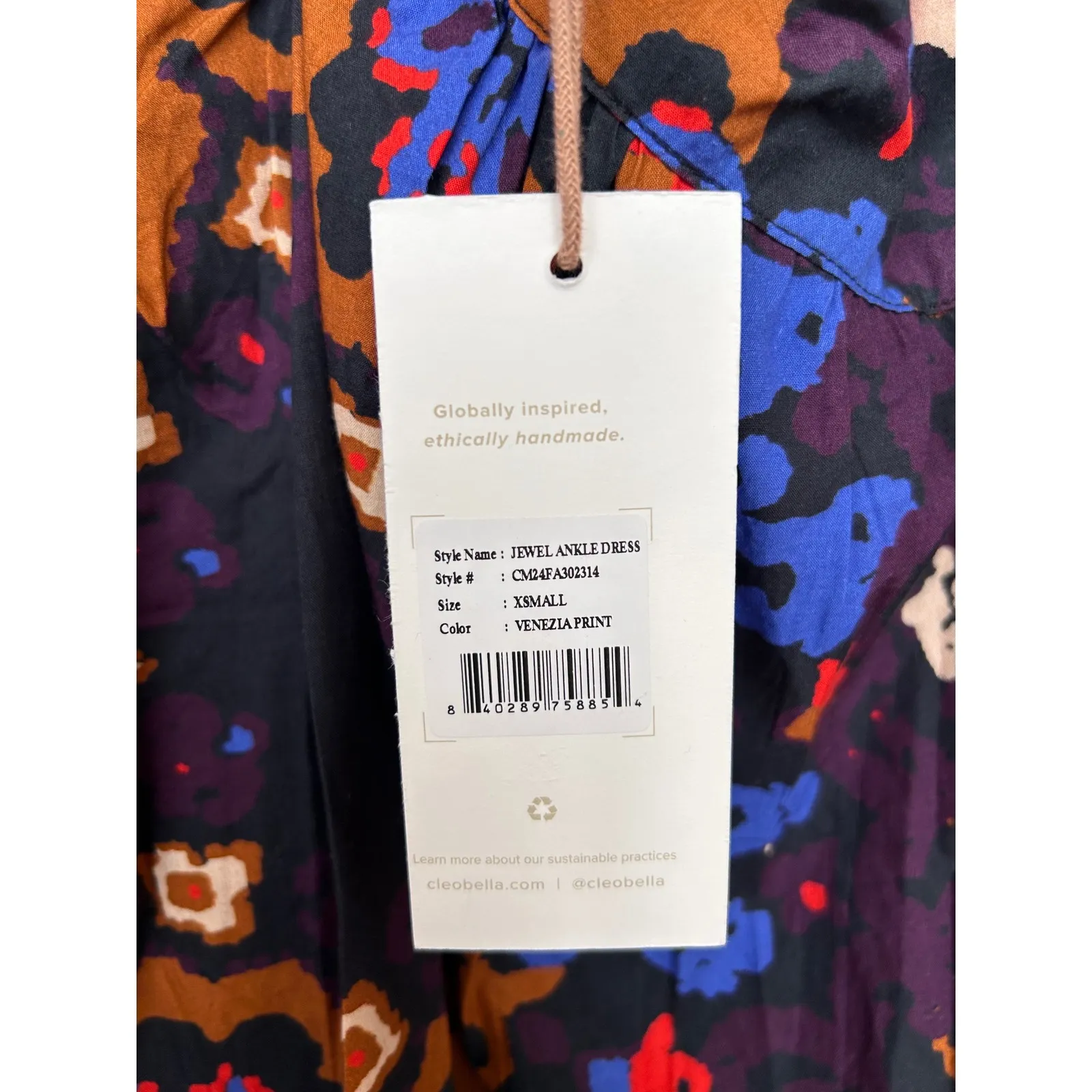 NWT Cleobella Jewel Ankle Dress Venezia Puff Sleeve Midi Black Blue Orange - Image 6