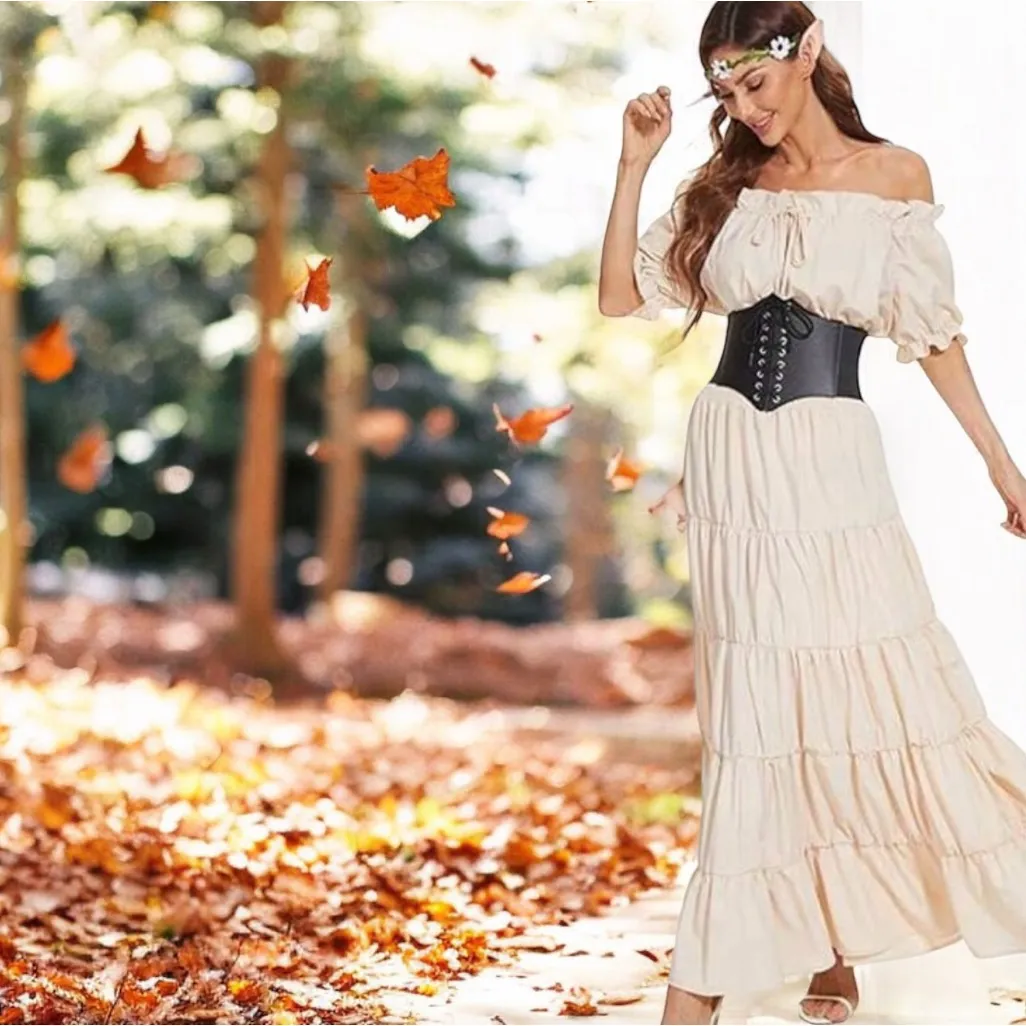 Vintage Style Lace Up Faux Leather‎ Elastic Girdle Black Casual Wide Waist Belt - Image 2