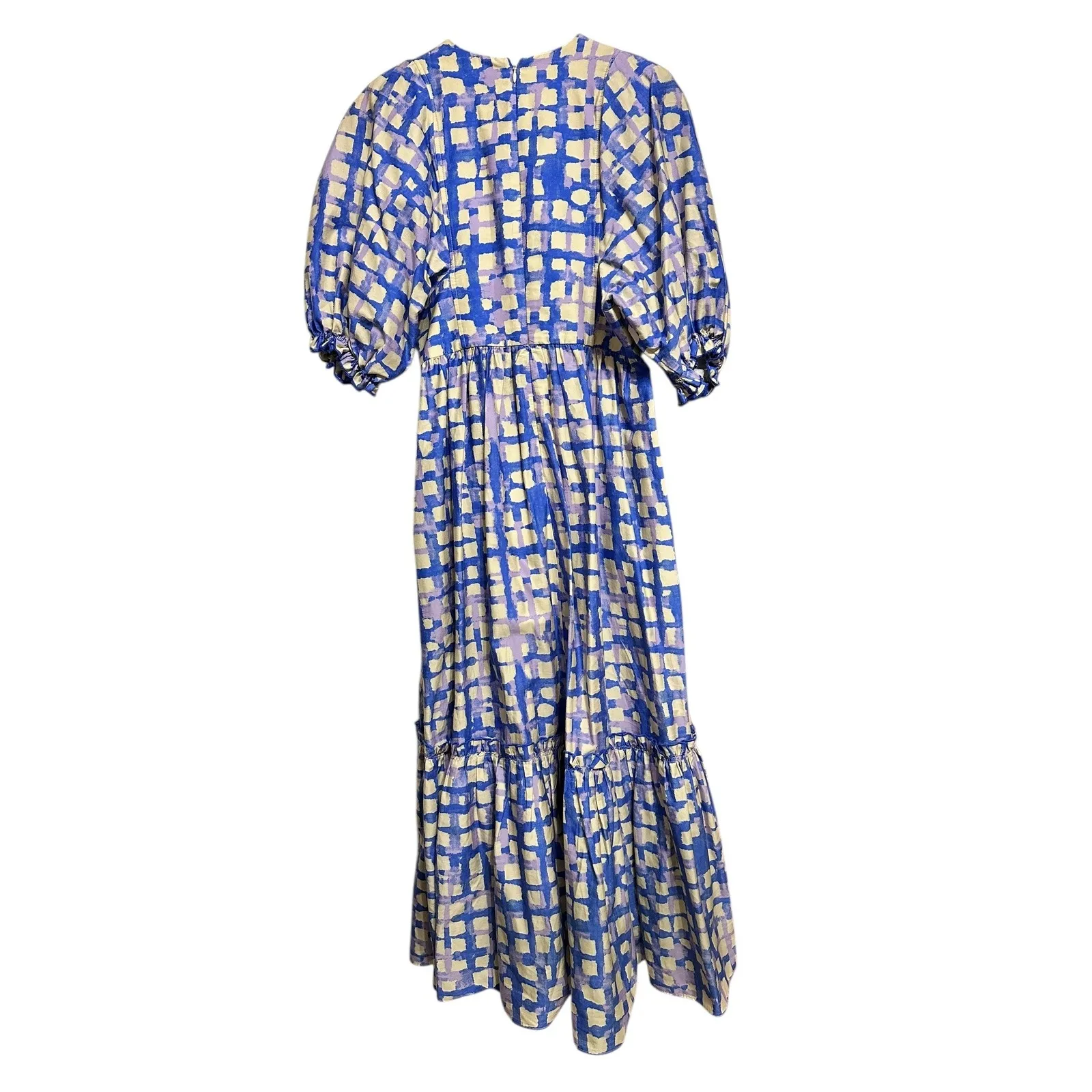 Hunter Bell New York Palmer Cobblestone Plaid Puff Sleeve Midi Dress XS  Ruffle - Image 7