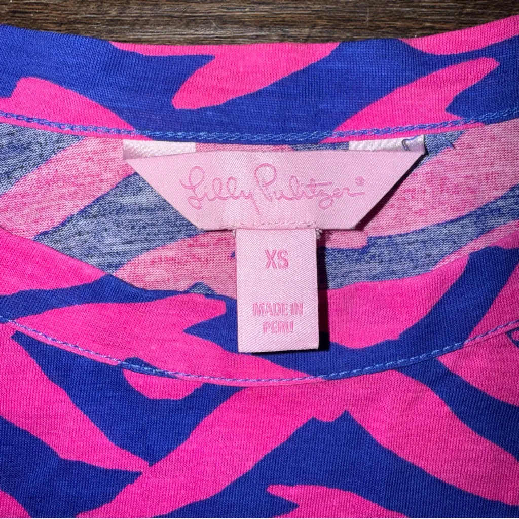 Lilly Pulitzer Robyn Shift Short “I Got Lucky” Pink/Blue Dress Size XS - Image 2