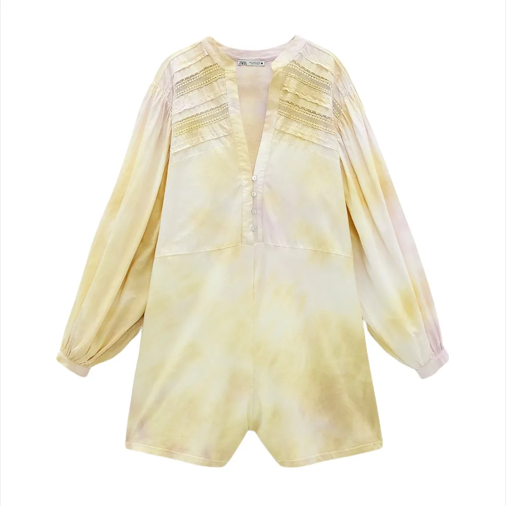 NWT ZARA TIE DYE SHORTS JUMPSUIT DRESS BLOGGERS FAV SMALL - Image 10