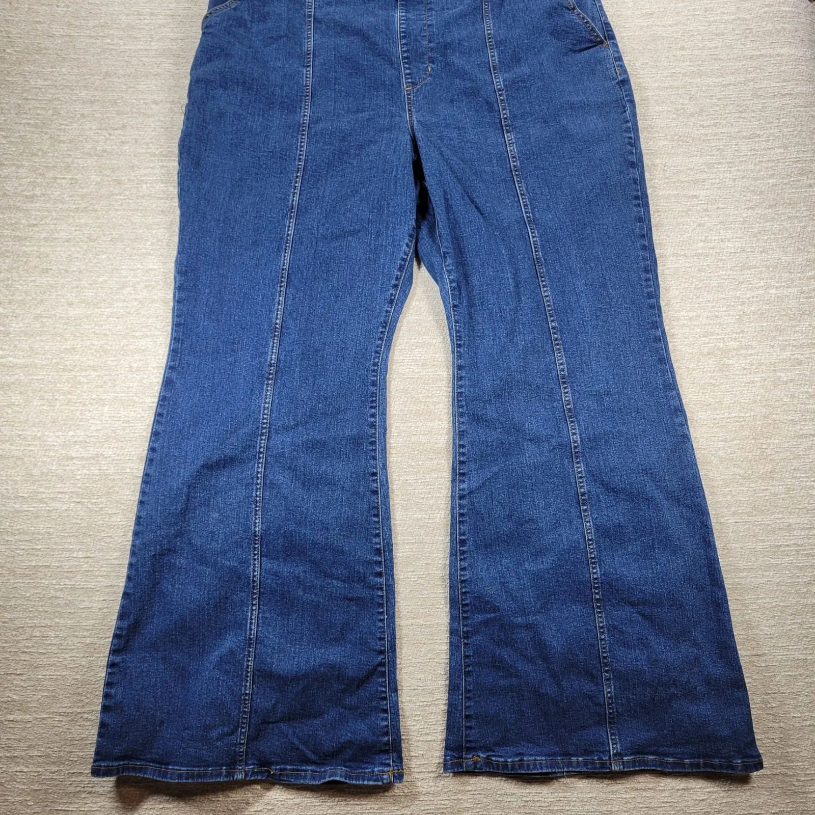 AVA & VIV Jeans Overalls Jumpsuit Size 20 Bell Bottom Flare Leg Button Front - Image 9