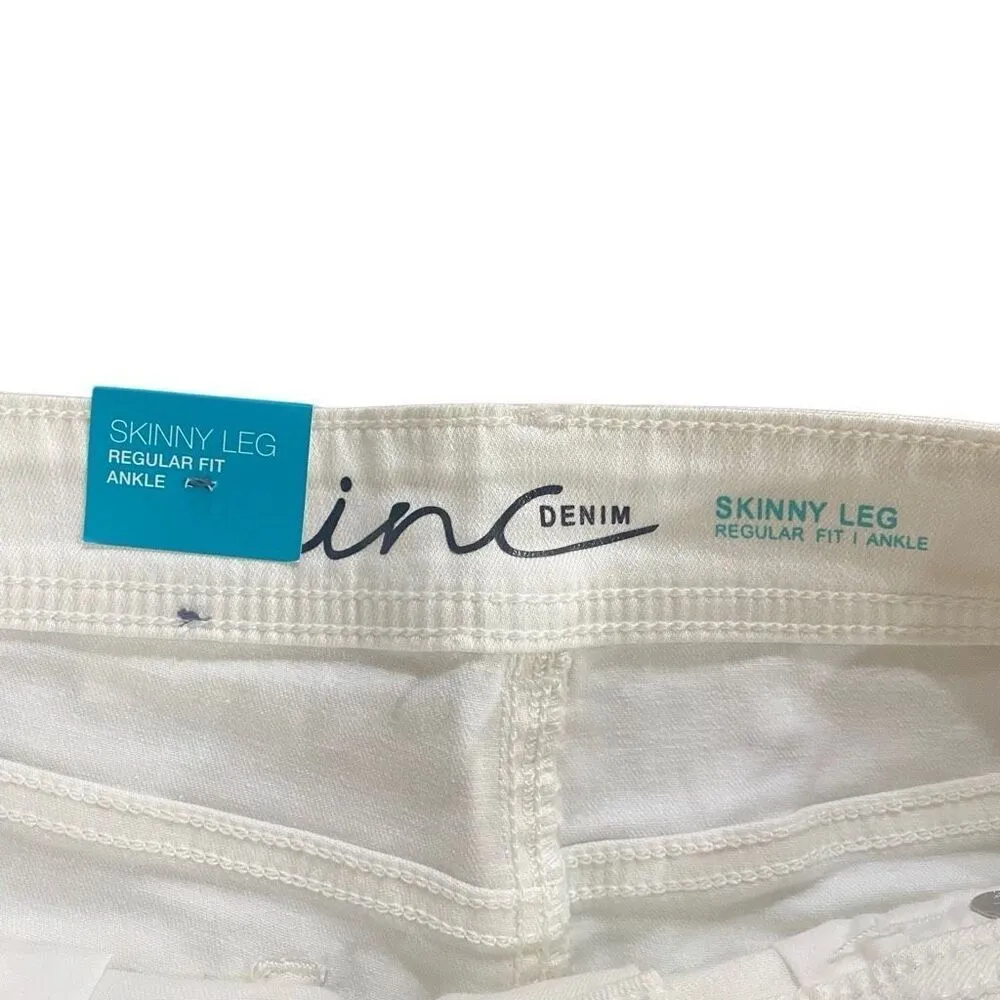 NWT Inc Denim skinny leg regular fit ankle size 10 white jeans - Image 3