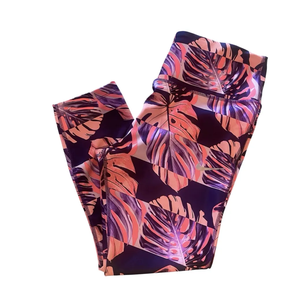 Nike High Waist Crop Leggings XL w/Pocket Vibrant Floral Yoga Athleisure Active - Image 5