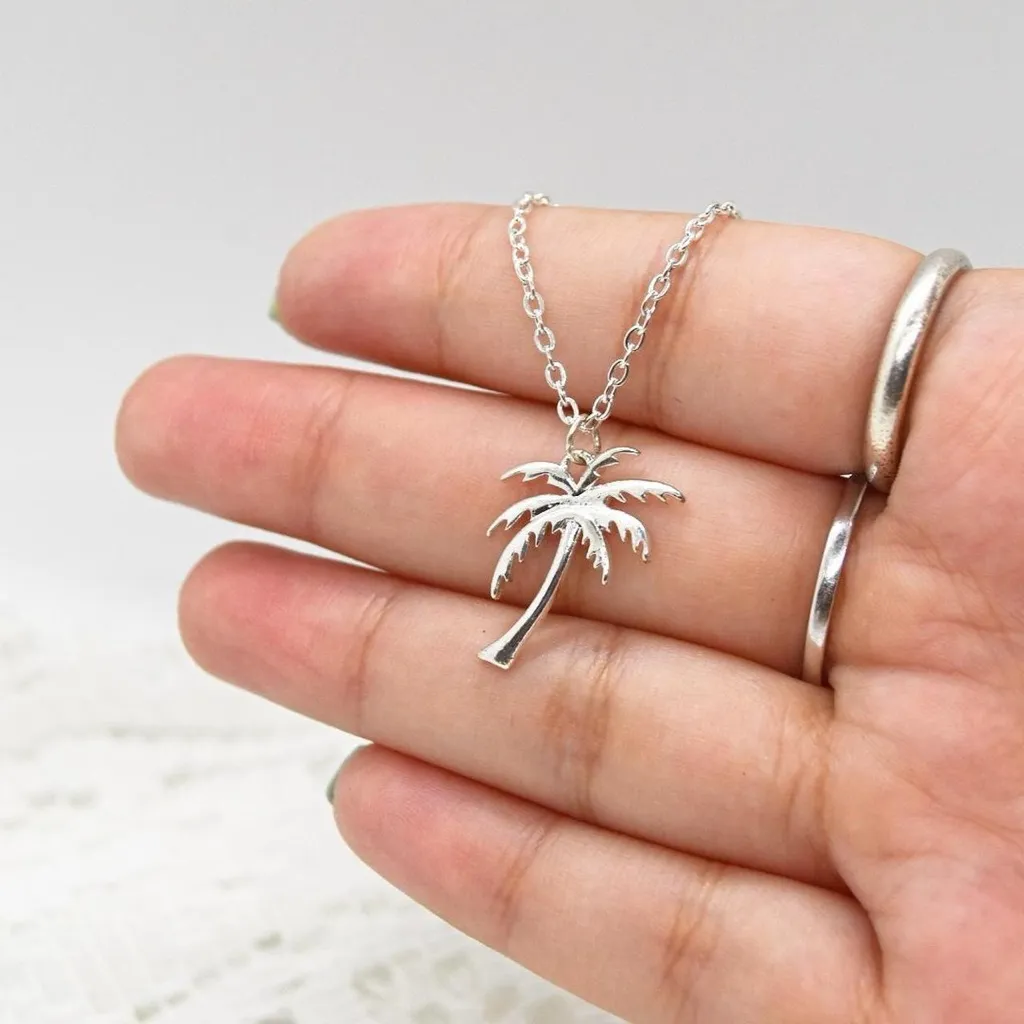 Silver Palm Tree Necklace - Image 2