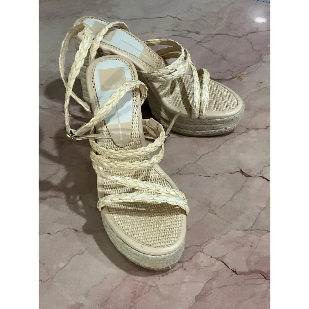 Dolce Vita Catina High Heels in Light Natural 8 with box Womens Platform Raffia Tan - Image 7