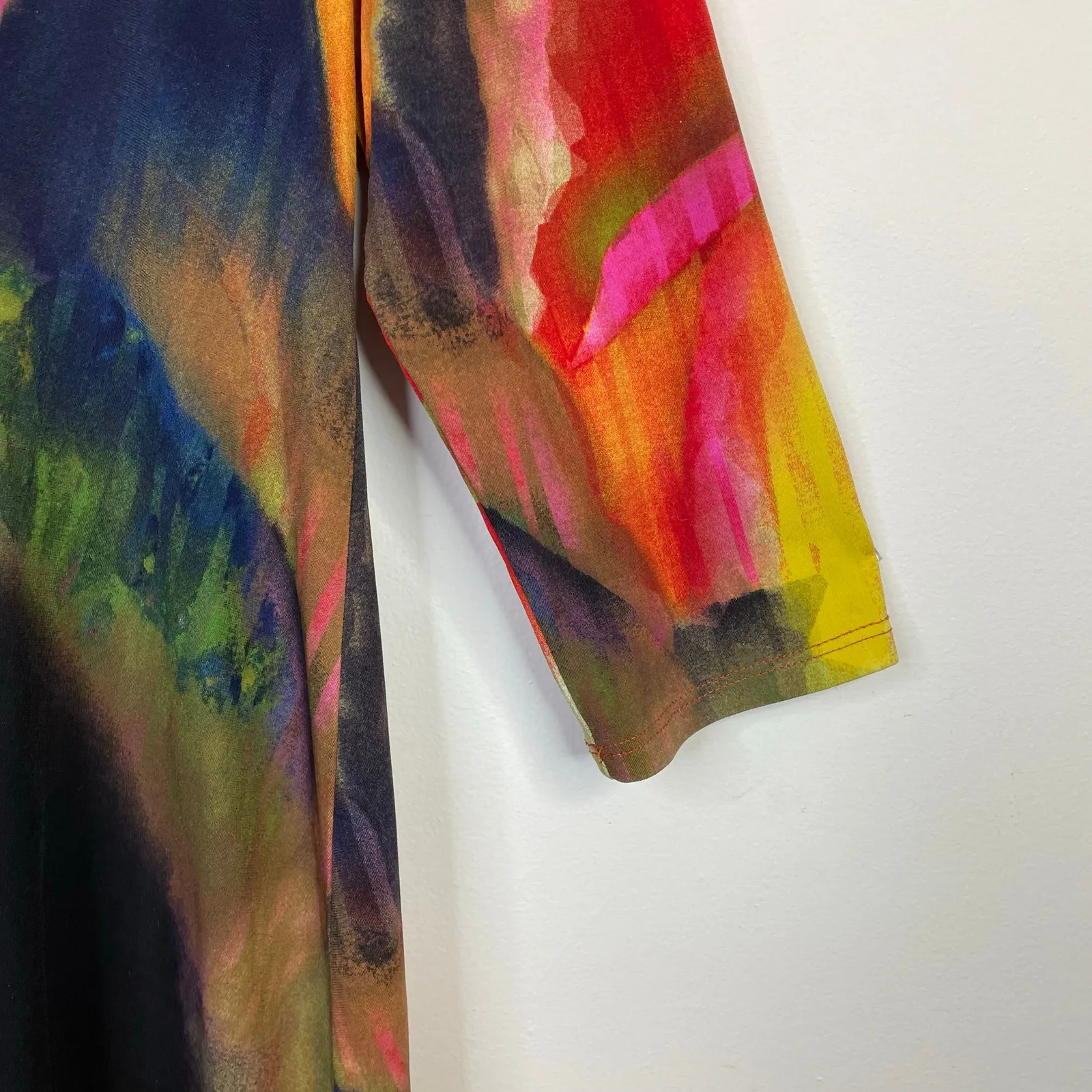 Clara Sunwoo Sun Woo Flowy Abstract Floral Asymmetrical Tunic Top Knit Womens XL Multiple - Image 3