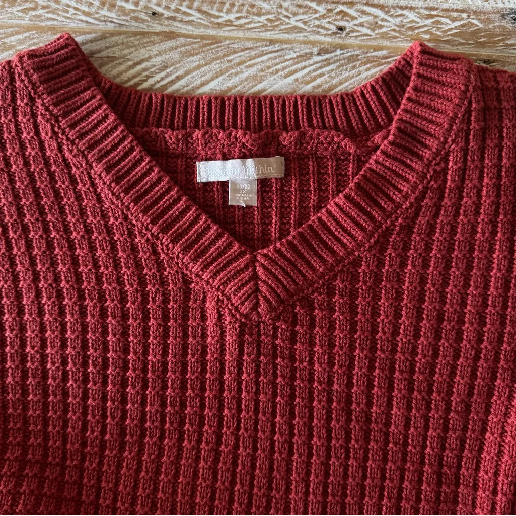 🍁Woman Within Plus Size Side Button V-Neck Waffle Knit Sweater🍁 ~3X - Image 3