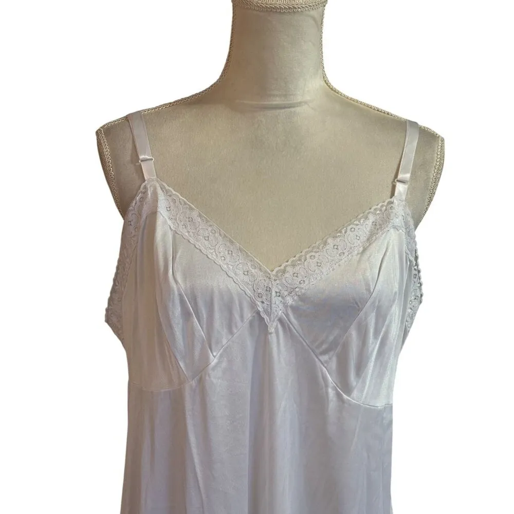 Vintage Sheer White Lace Trim Slip Night Dress Adjustable Straps Babydoll L/XL Size undefined - Image 3