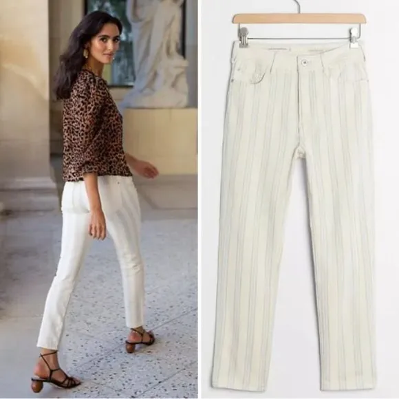 Anthropologie Pilcro High-Rise Striped Slim Boyfriend Jeans 28 - Image 3