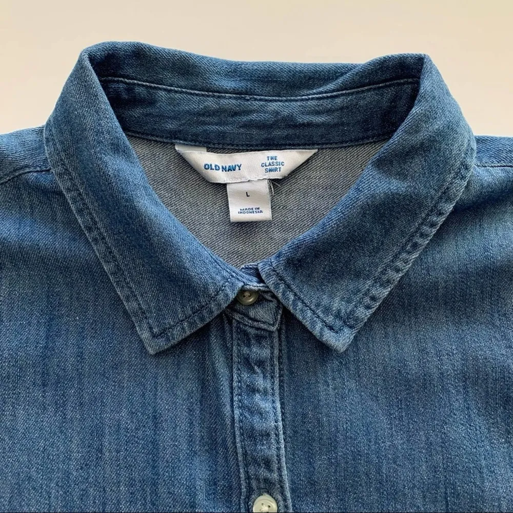 Via Penny Lane Reworked Apparel | Led Zeppelin Denim Button Up Shirt Size L - Image 4