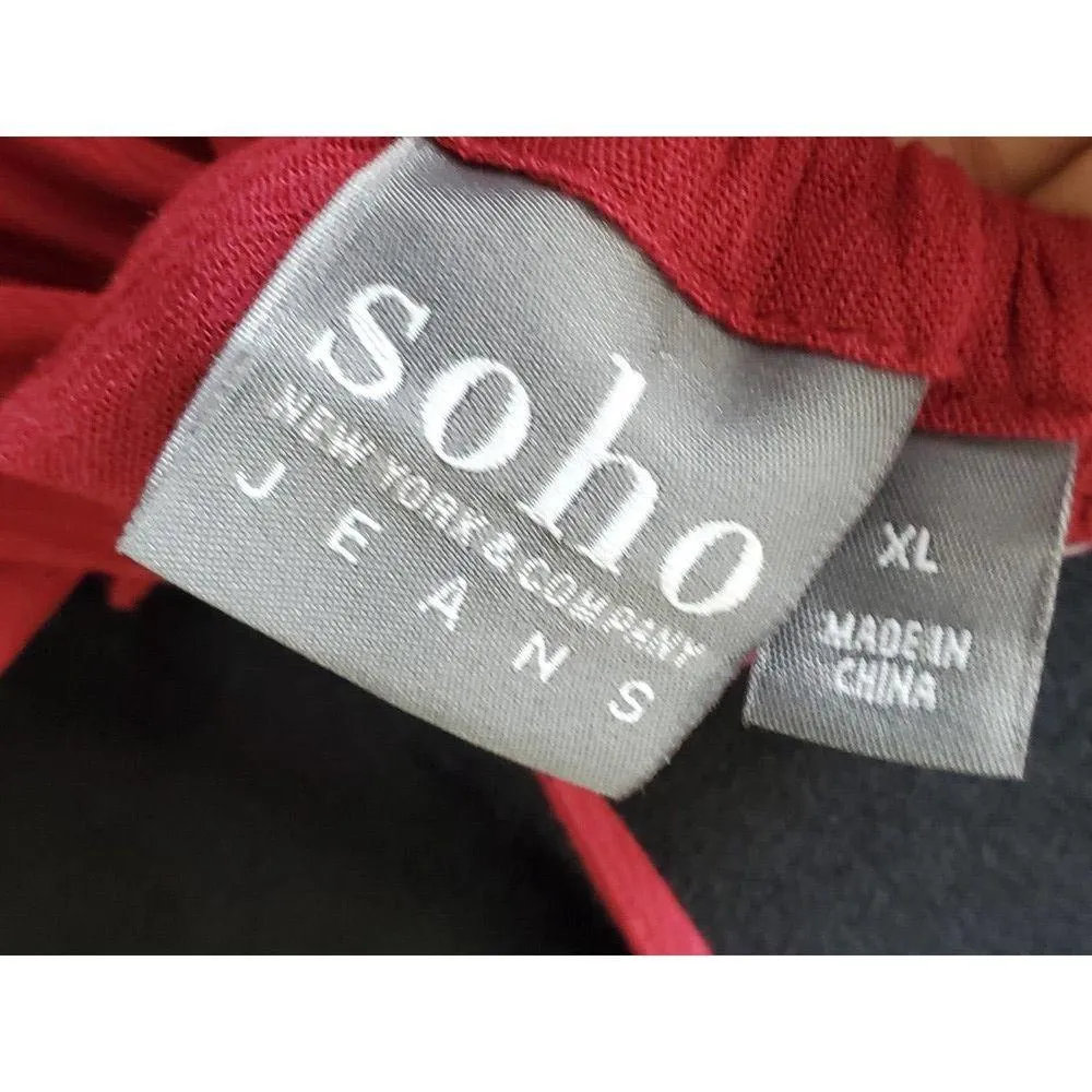 Soho NY&C Women's Red Embroidered 100% Rayon Round Neck Sleeveless Blouse XL - Image 10