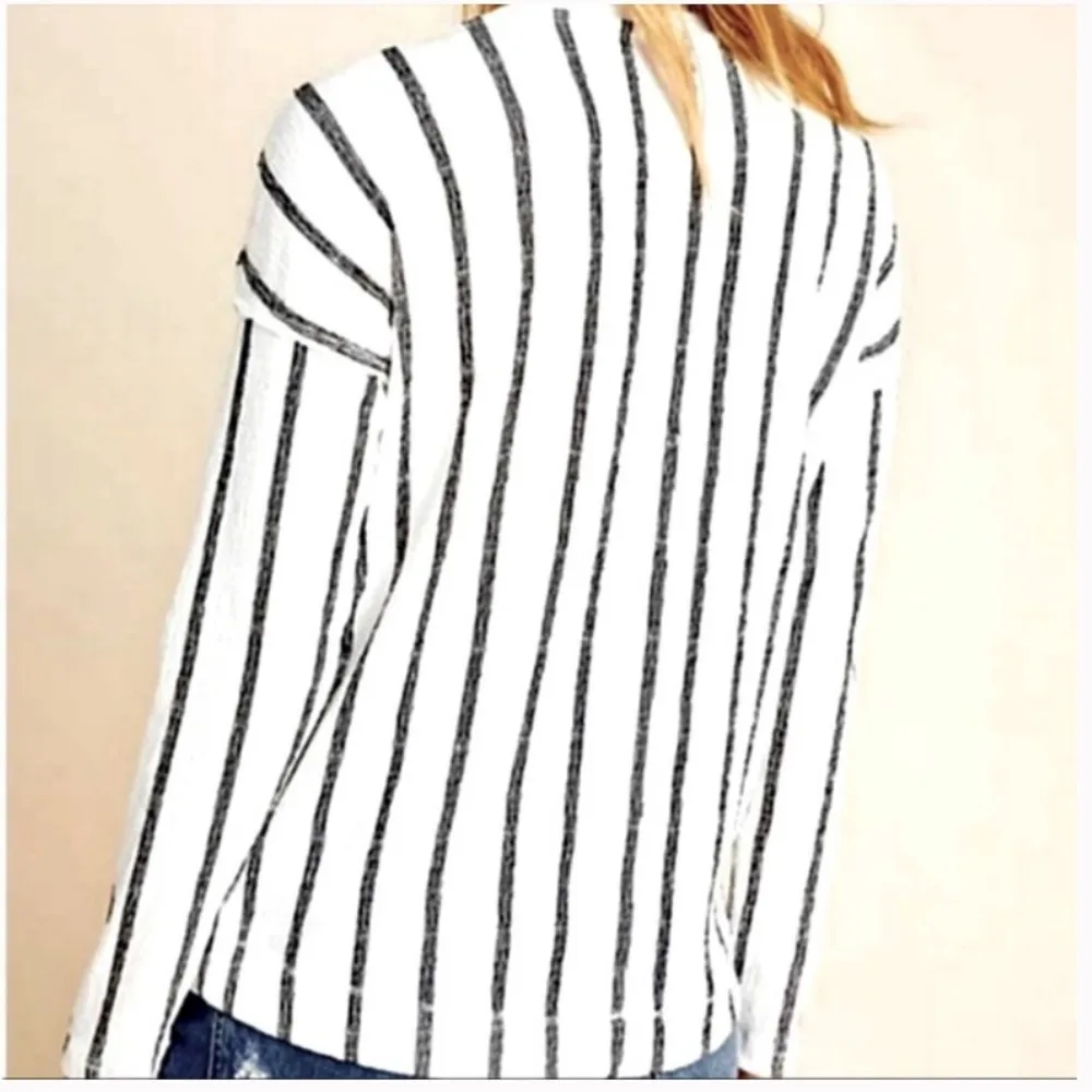 Anthropologie Willa Stripe V Neck Textured Boho Long- sleeve Top W-040  Sz S - Image 2