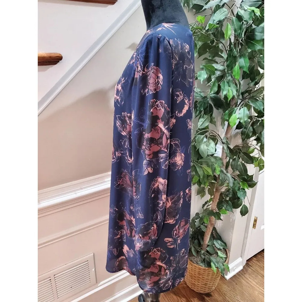 Lila Rose Women's Blue Polyester Round Neck Long Sleeve Knee Length Dress Size 8 - Image 6