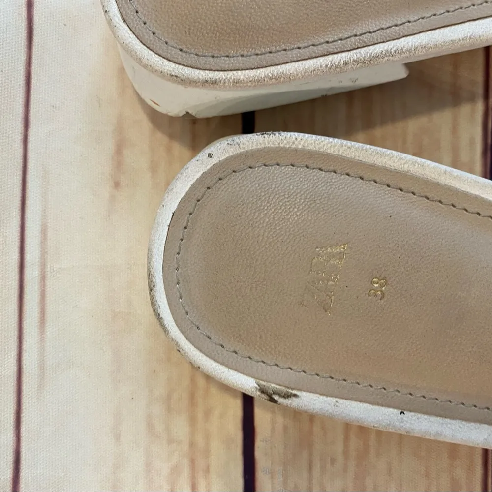 ZARA WOMAN Heeled White Sandals Shoes, Size 38 - Image 2