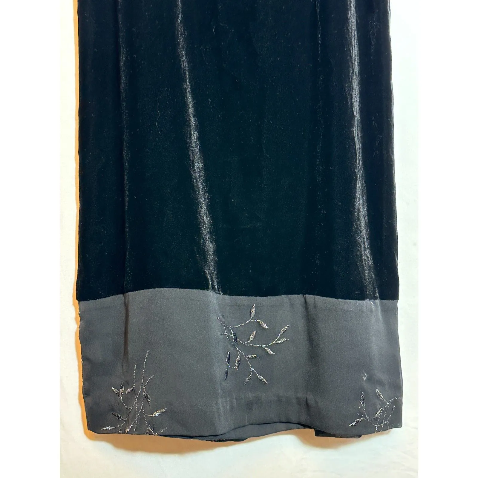 Vintage Tyler Boe Bejeweled Stretchy Velvet Maxi Dress Size 2 Black - Image 4