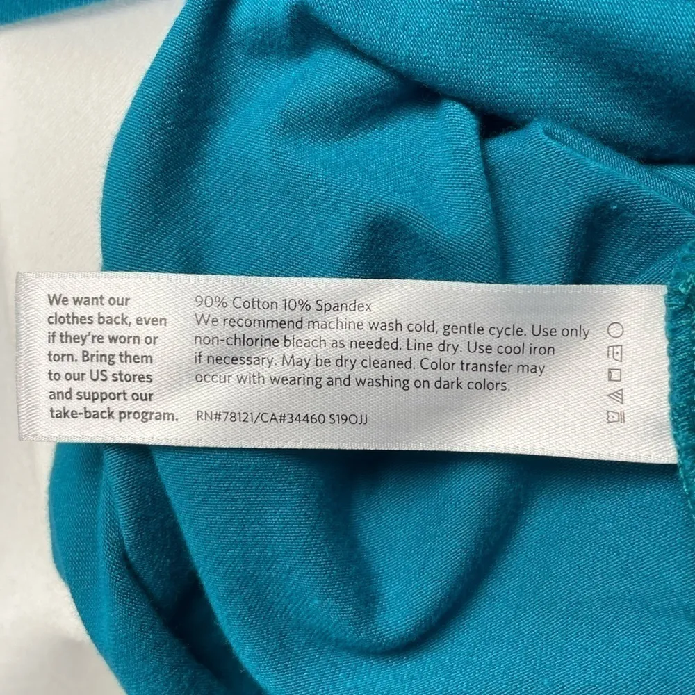 Eileen Fisher Cotton‎ Stretch Jersey Scoop Neck Dress in Jasper Blue Size Medium - Image 7