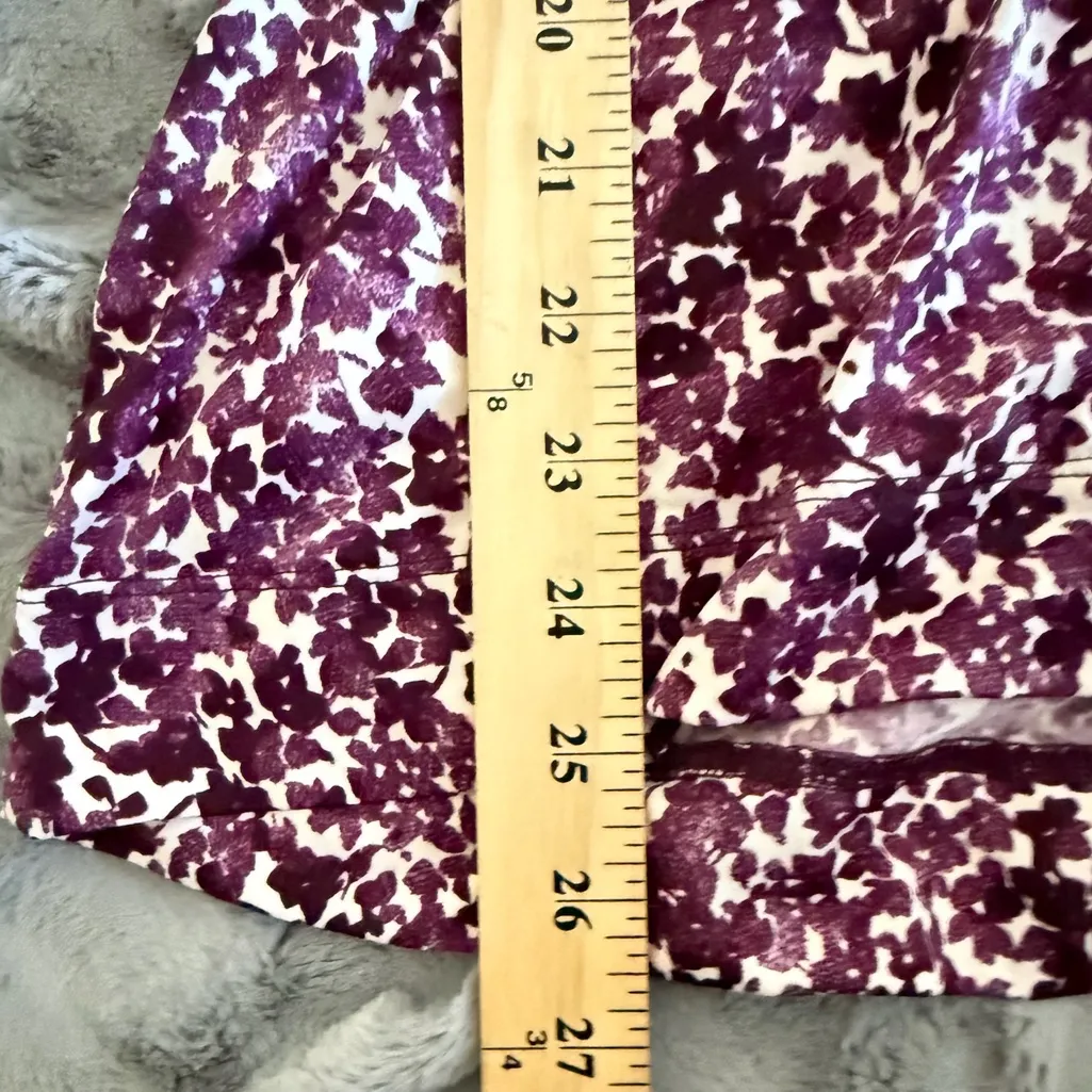 Plus Size 3X Fall Casual Floral Purple Long Sleeve Lightweight Crewneck Knit Top White - Image 3