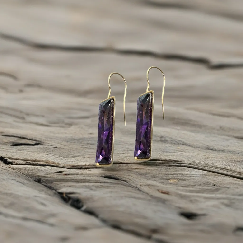 Handcrafted earrings with Austrian baguette crystal Gold - Image 3