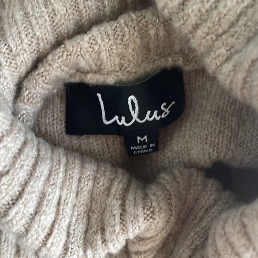 Lulus Snuggle Up To You Beige Turtleneck Knit Sweater Dress - Image 7