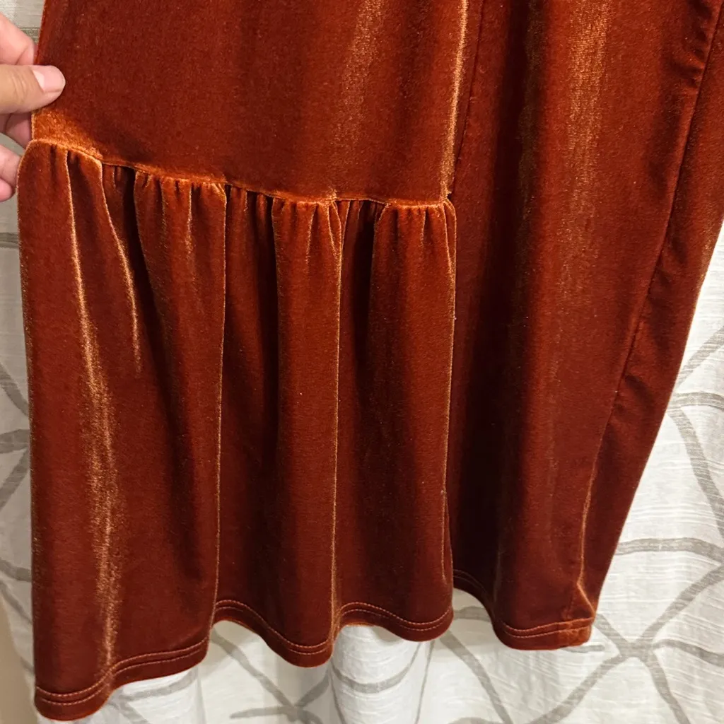 Elegant Velvet Flared Pants in burnt orange Brown Size XL - Image 4