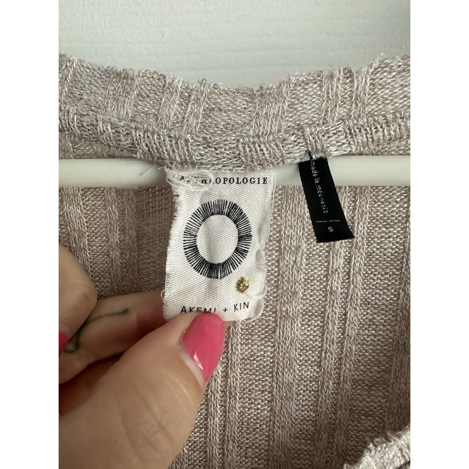 Anthropologie Top Womens Small Oatmeal Brown Knit Long Sleeve Akemi Kin Blouse - Image 2