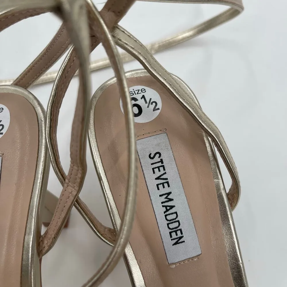 Steve Madden Kyrah Shoes SZ 6.5 Gold Platform Heels Ankle Straps Wedding Formal - Image 9