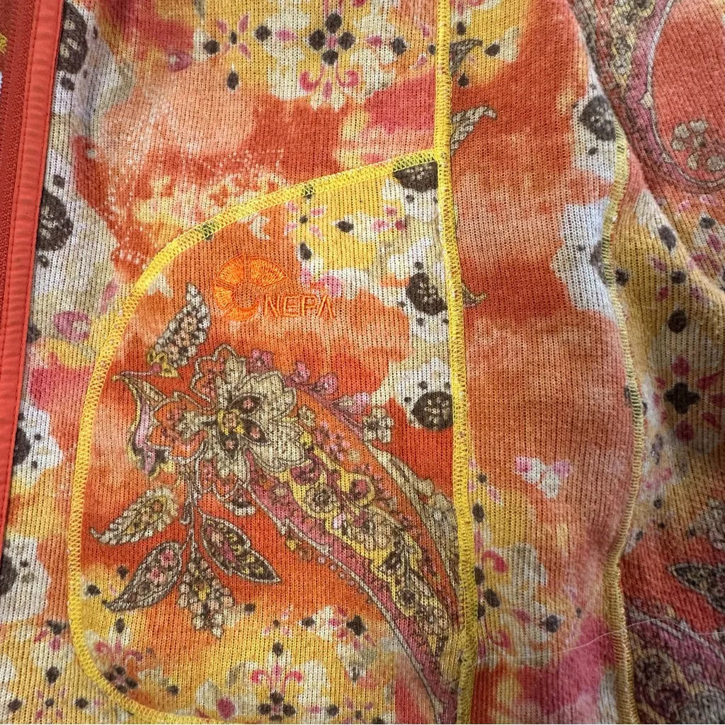 Nepa Italy Jacket Reversible Orange Floral Contrast Stitching Size Medium Boho - Image 12