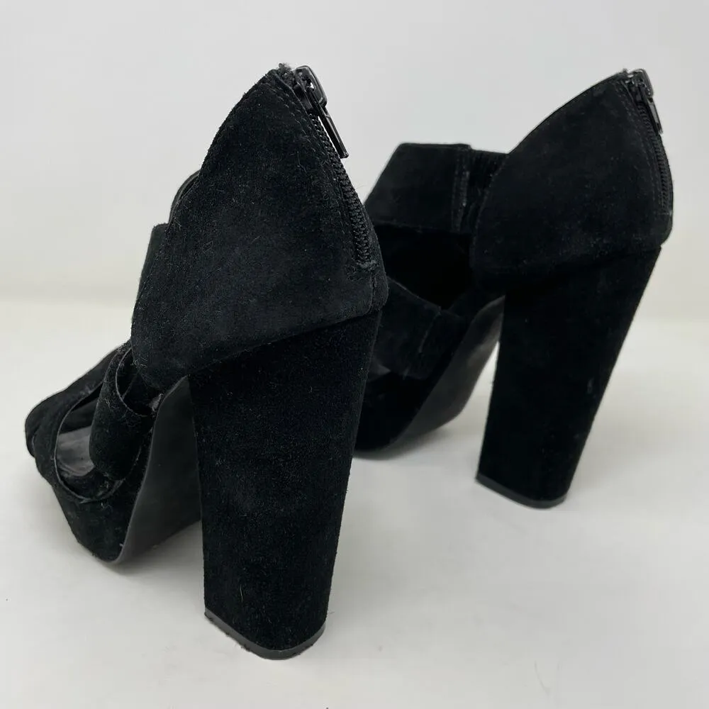 Steve Madden Chunky Block Heel Platform size 7.5 Black Strappy Boho Whimsigoth - Image 6